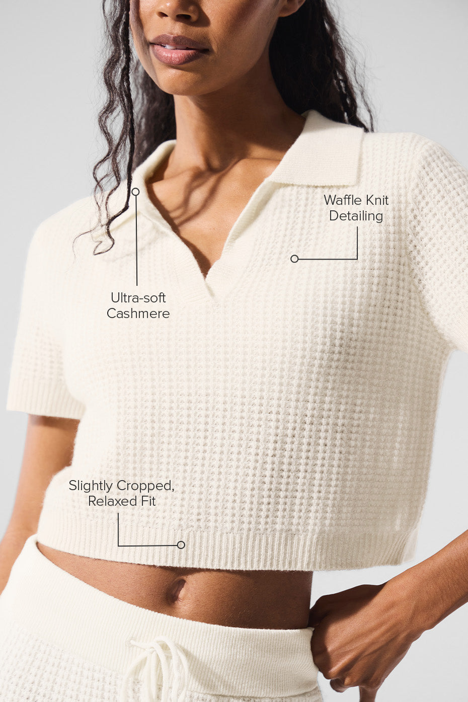 Polo En Cachemire Plush Waffle - Ivory