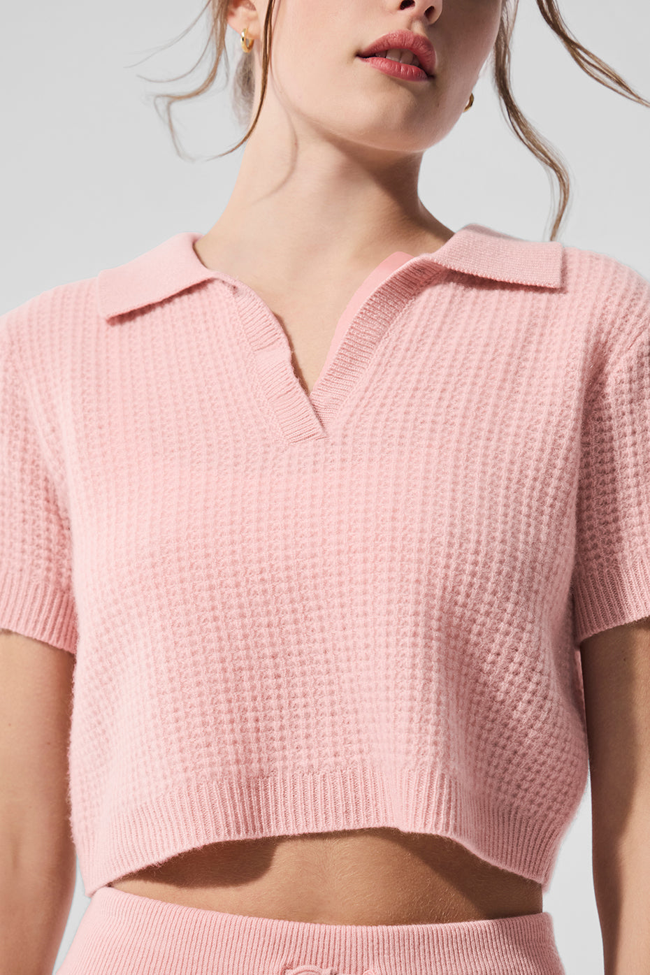 Polo En Cachemire Plush Waffle - Pink Quartz