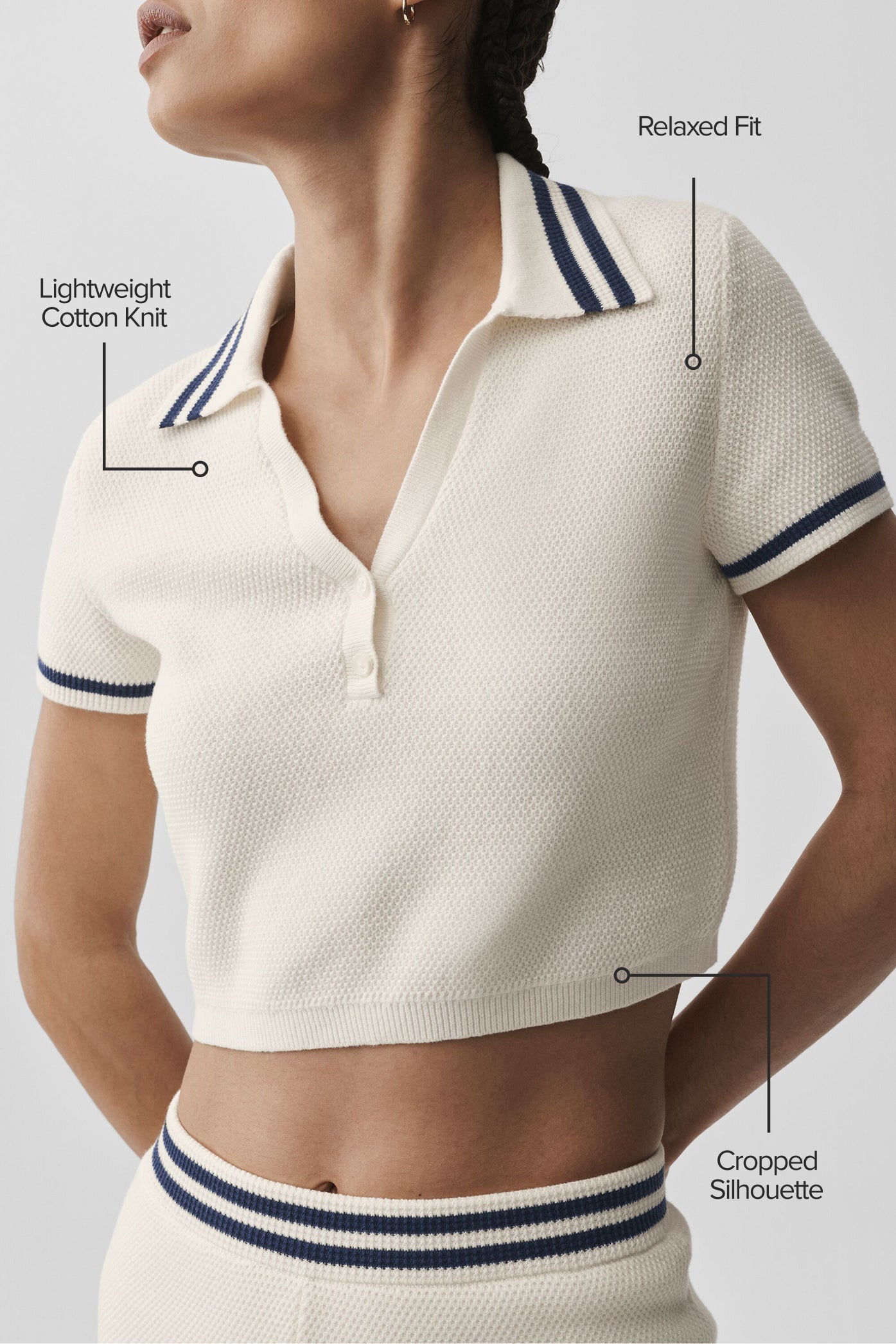 Polo Court En Maille Tennis Club - Ivory/Navy