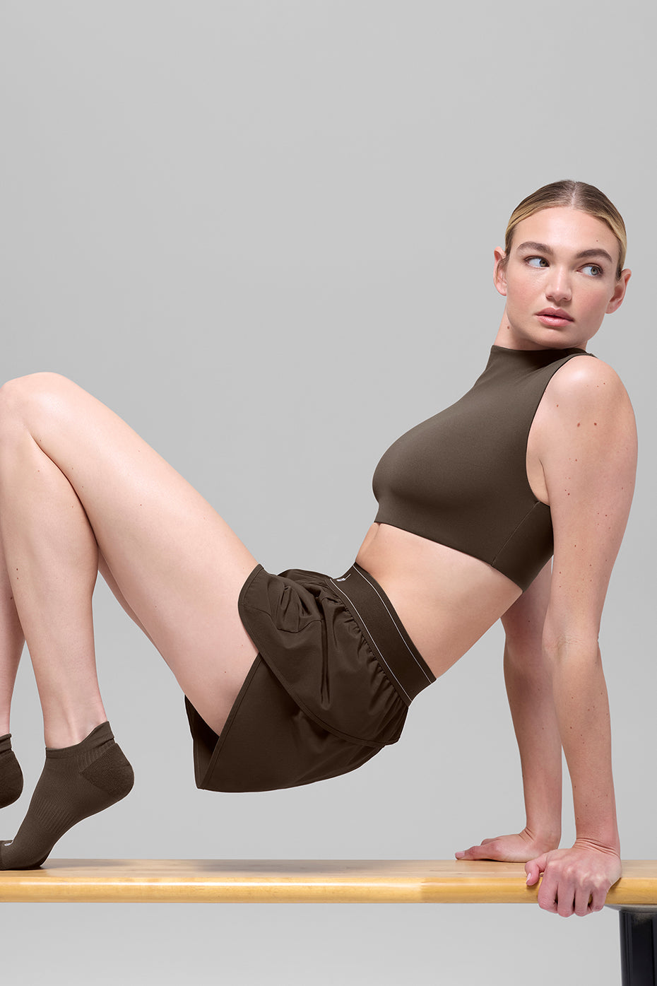 Haut Manches Courtes ALO Softsculpt Capped Out - Espresso