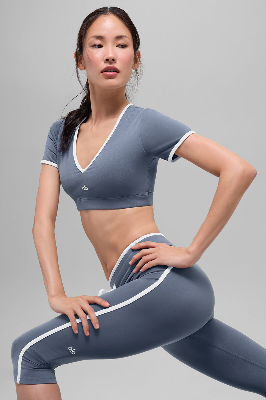 Haut Manches Courtes Airbrush Race Pace - Bluestone/Blanc