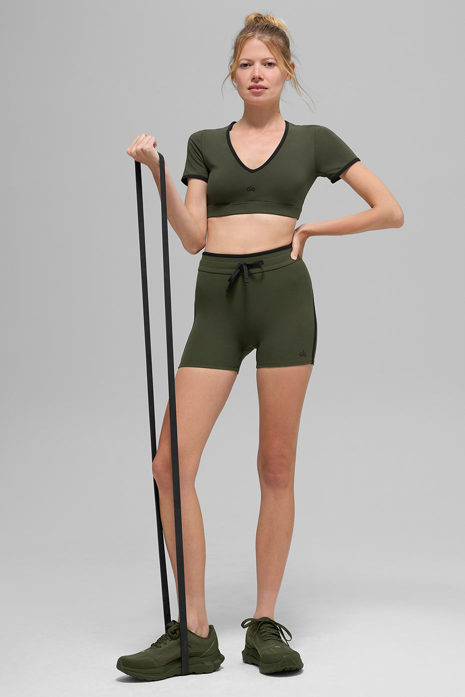 Haut Manches Courtes Airbrush Race Pace - Green Olive/Noir