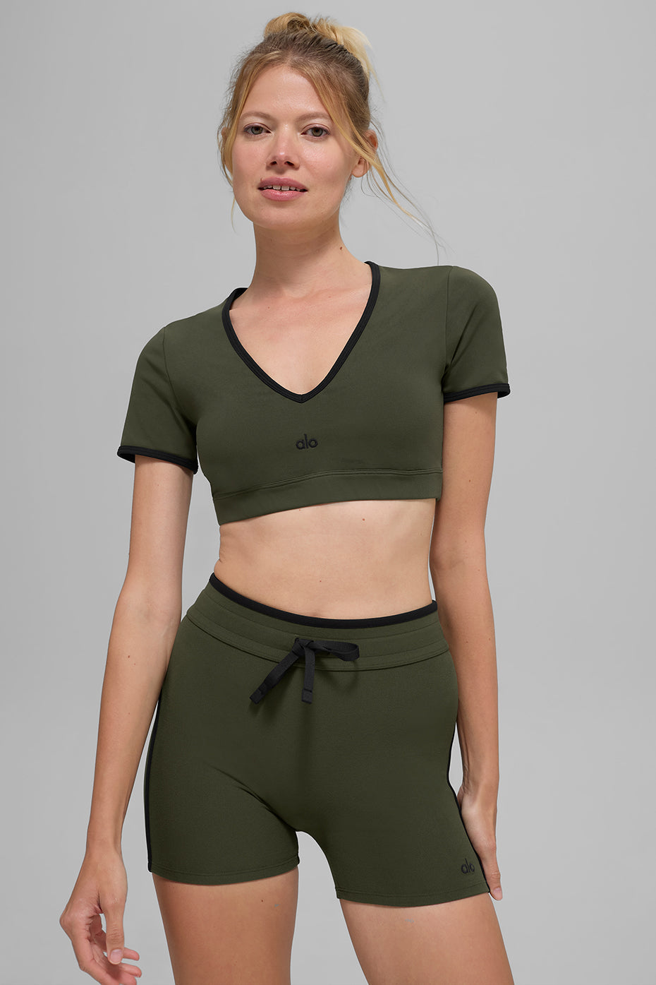Haut Manches Courtes Airbrush Race Pace - Green Olive/Noir