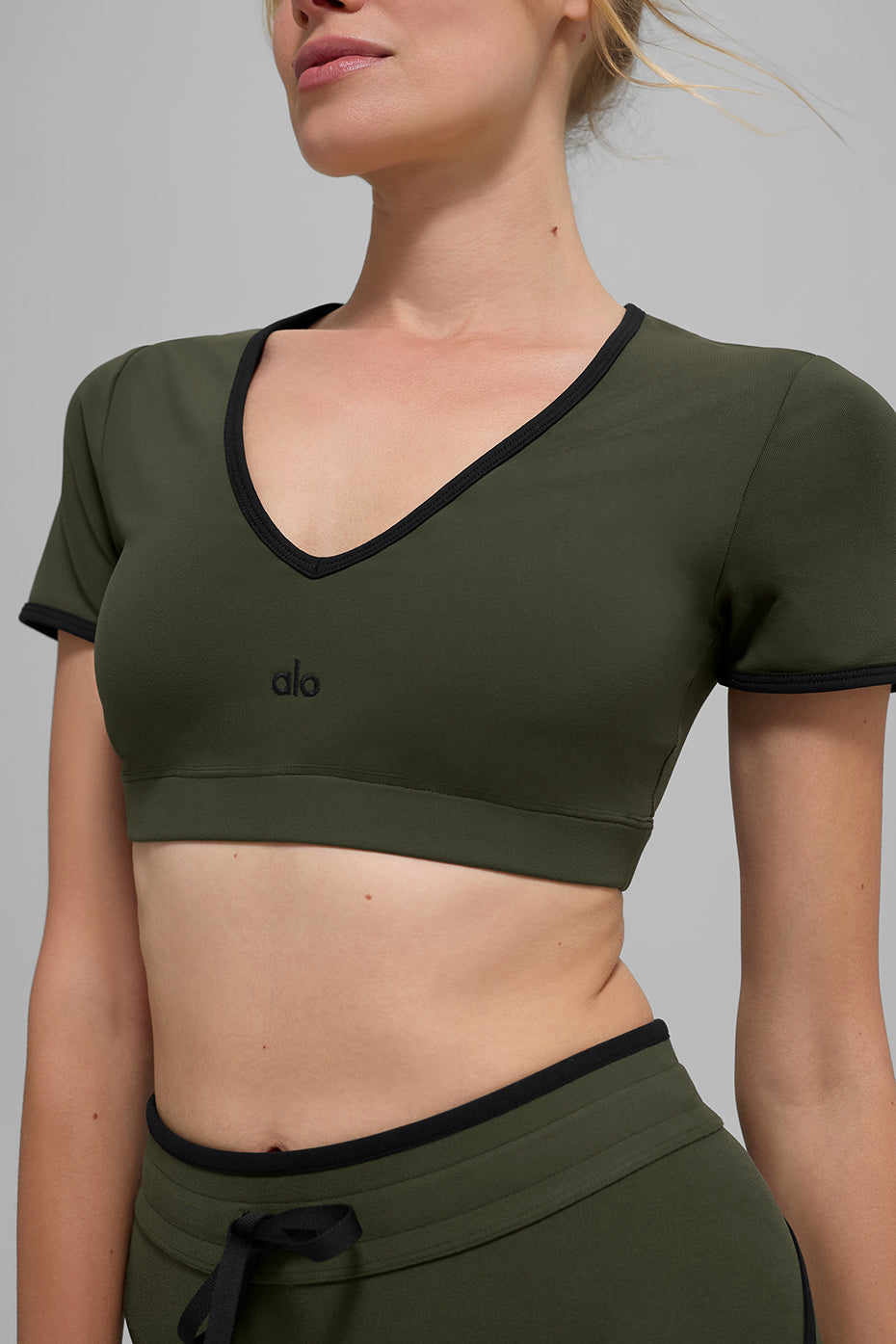 Haut Manches Courtes Airbrush Race Pace - Green Olive/Noir