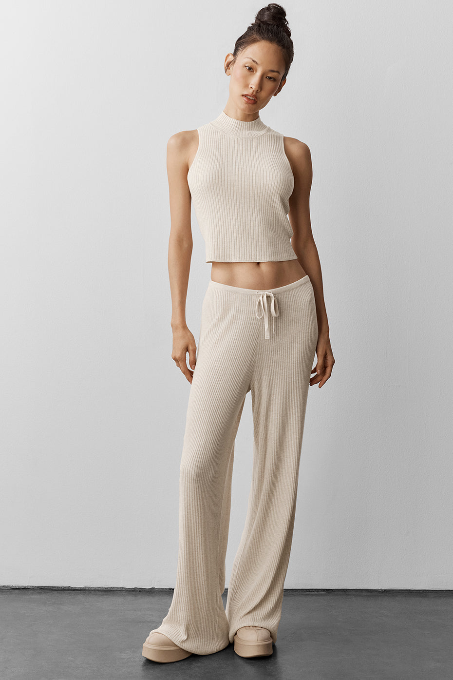 Haut Sans Manches En Maille Unwind - Oatmeal Heather