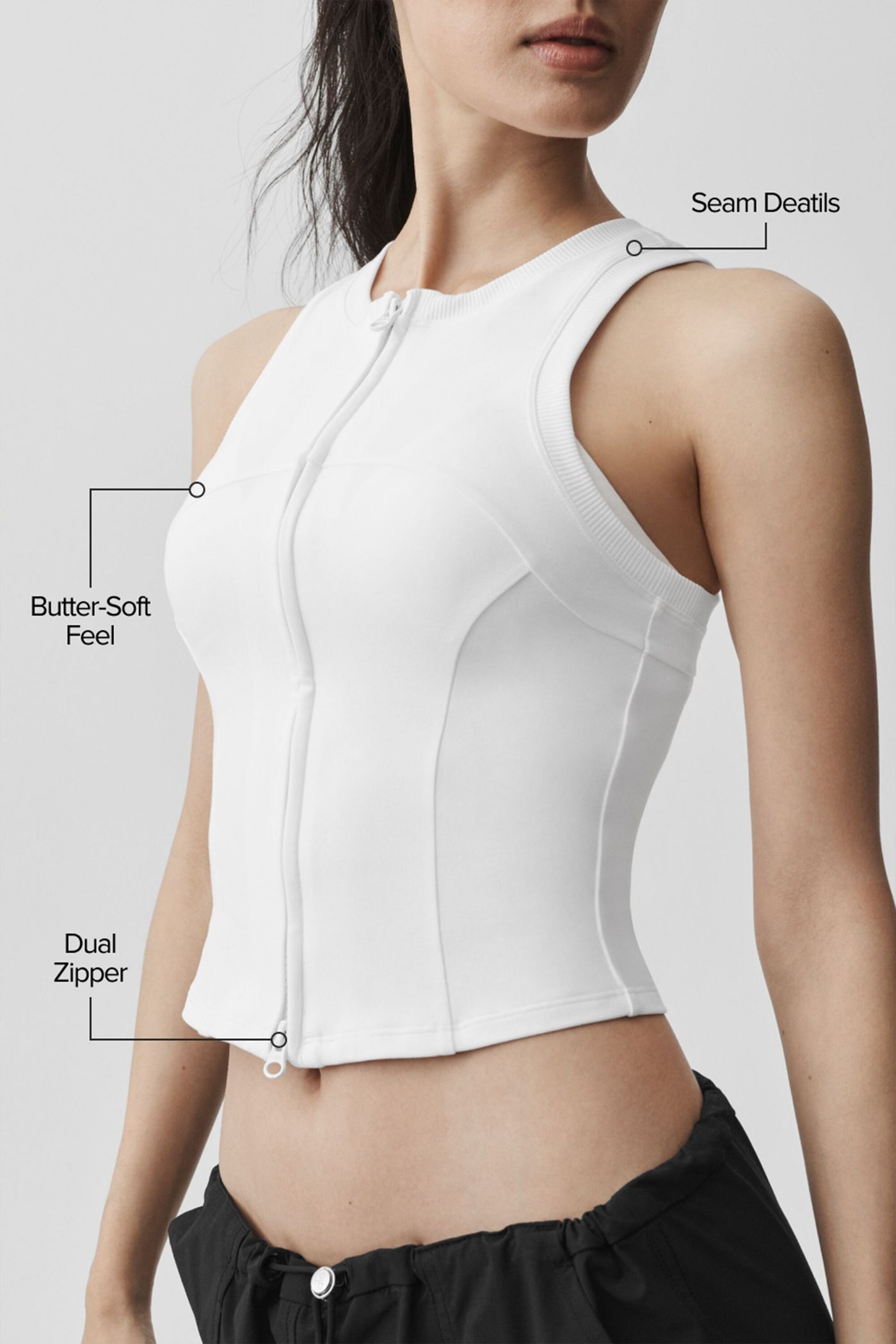 Débardeur Zippé Alosoft Level Up - Blanc