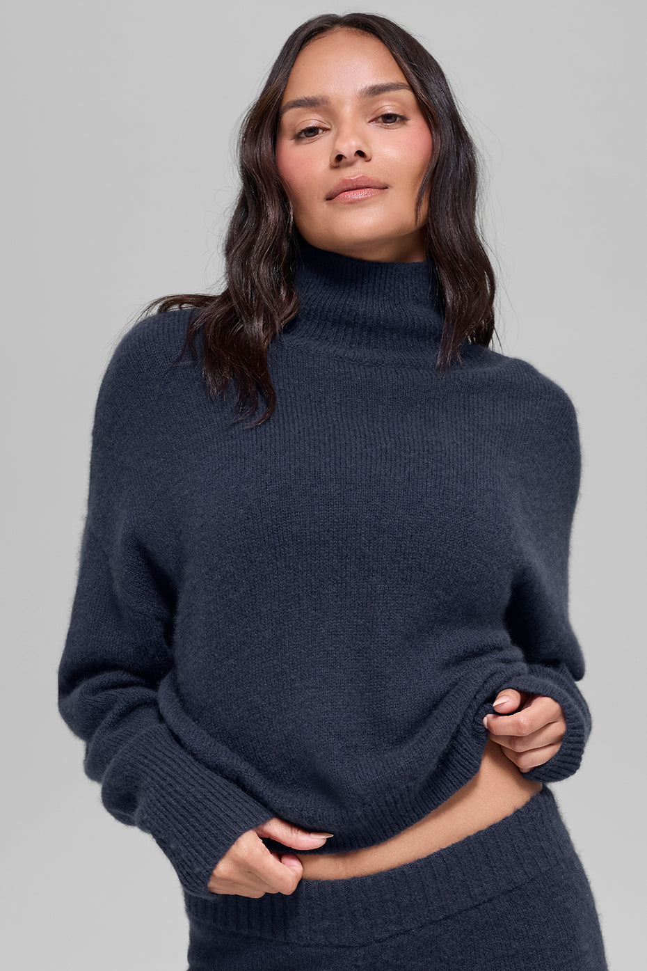 Pull Court Col Roulé En Laine Et Cachemire New Class - Navy