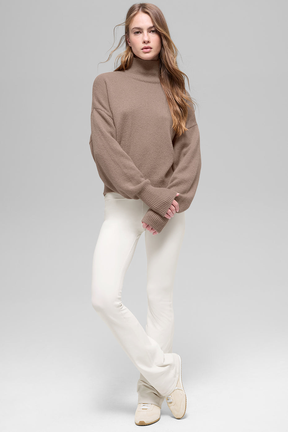 Pull Court Col Roulé En Laine Et Cachemire New Class - Chai Latte