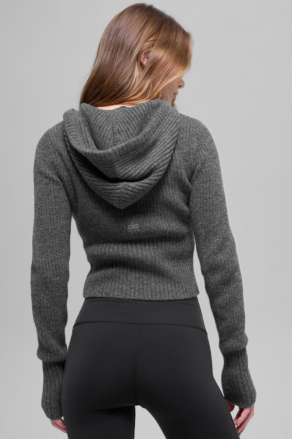 Sweat À Capuche Zippé En Laine Et Cachemire Côtelé Noble - Platinum Grey