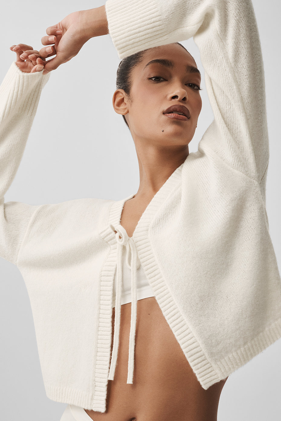 Cardigan À Nouer En Laine Et Cachemire New Class - Ivory