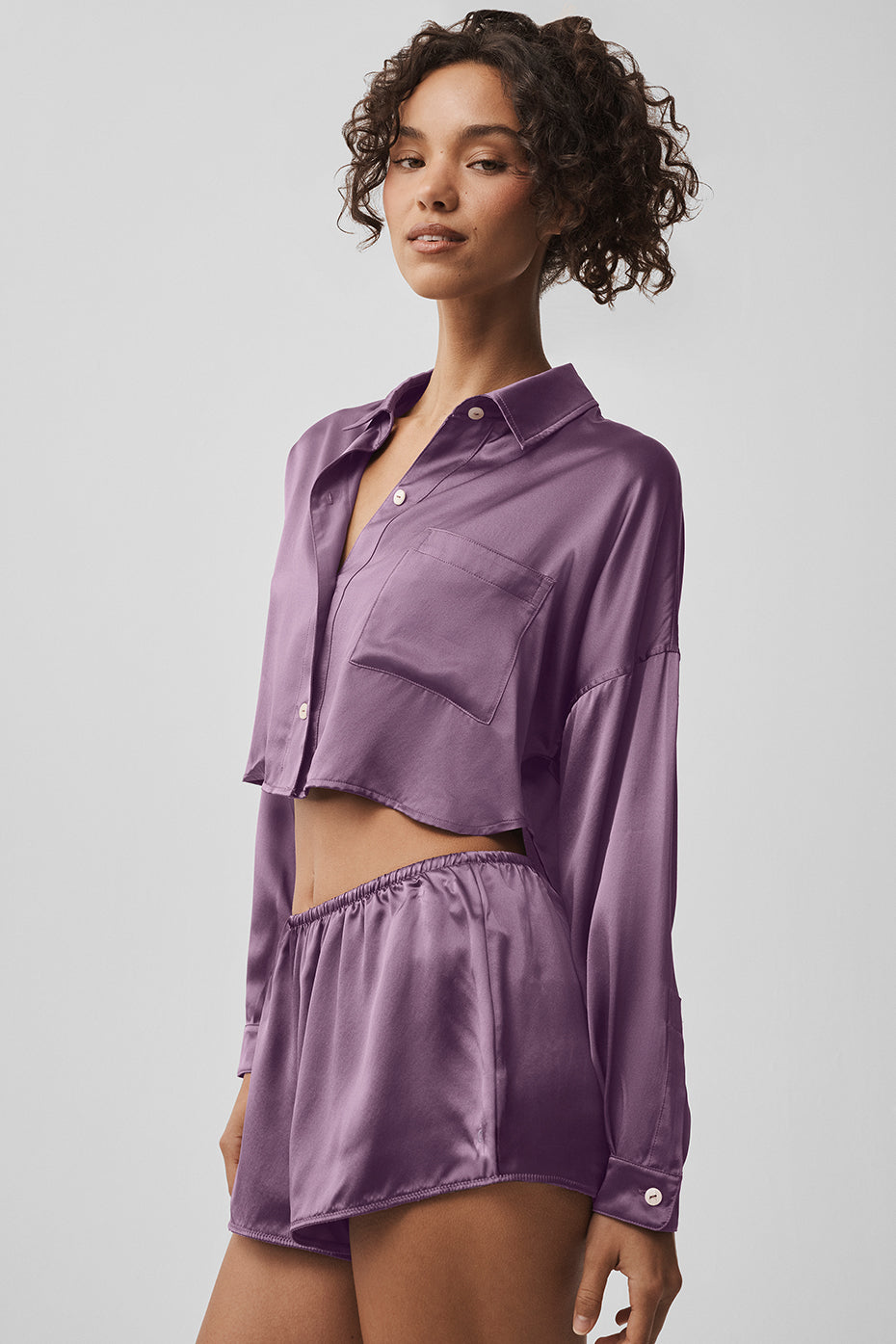 Chemise Courte Boutonnée À Manches Longues En Soie Luminous - Plum Kiss