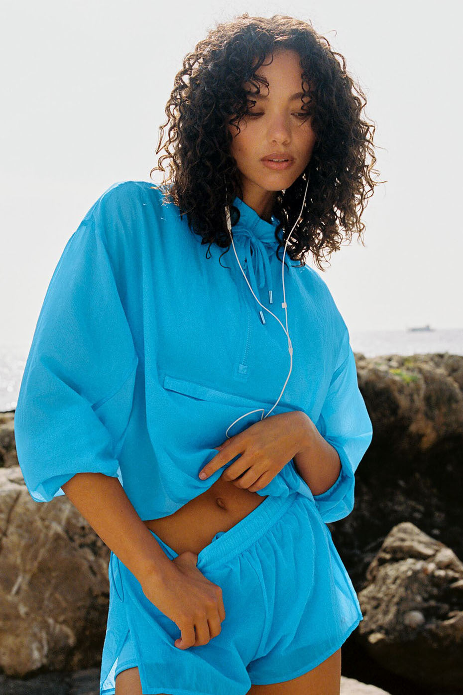 Pull 1/4 Zip Go Time - Bleu Azure
