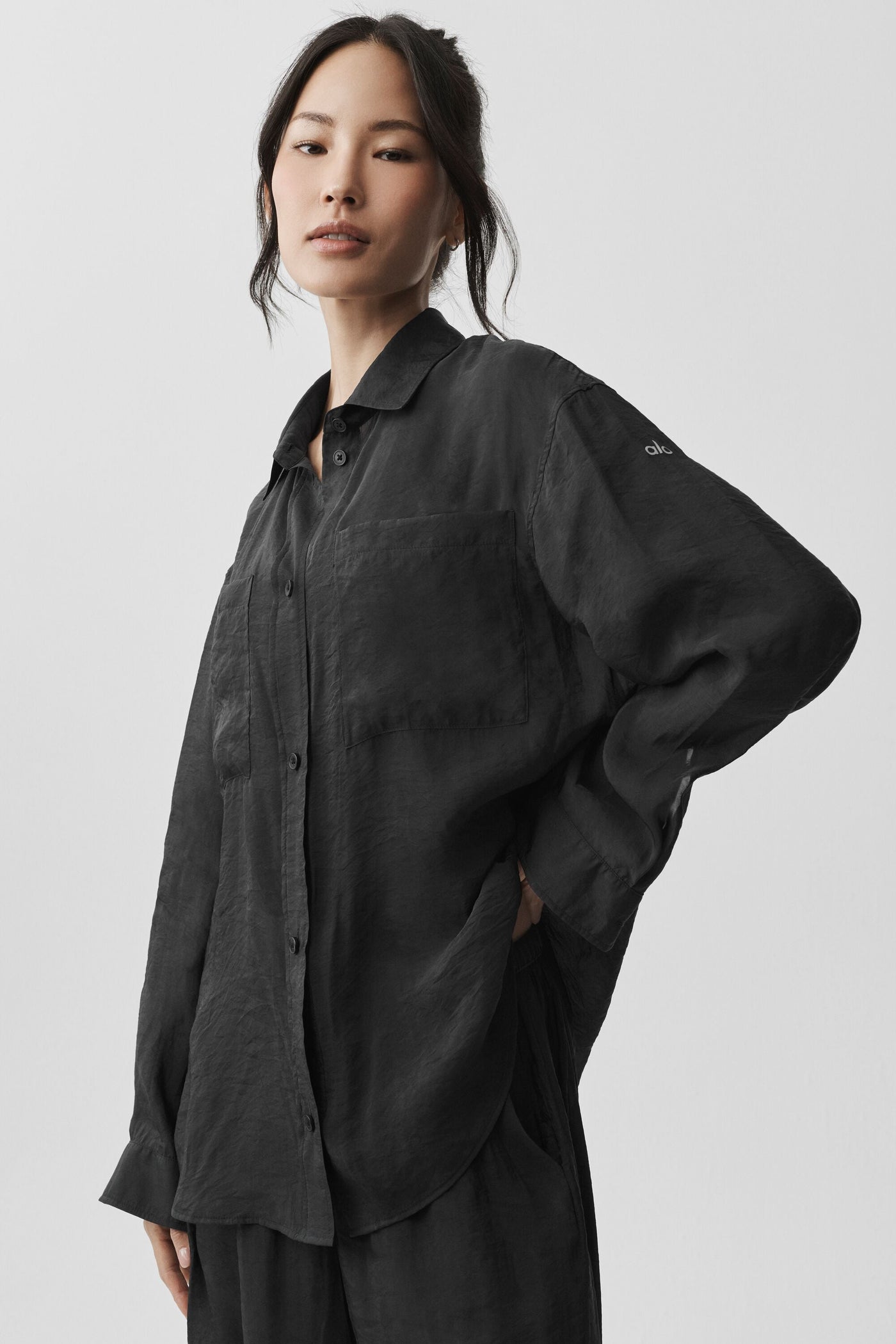 Chemise Manches Longues Semi-Transparente Golden Hour - Noir