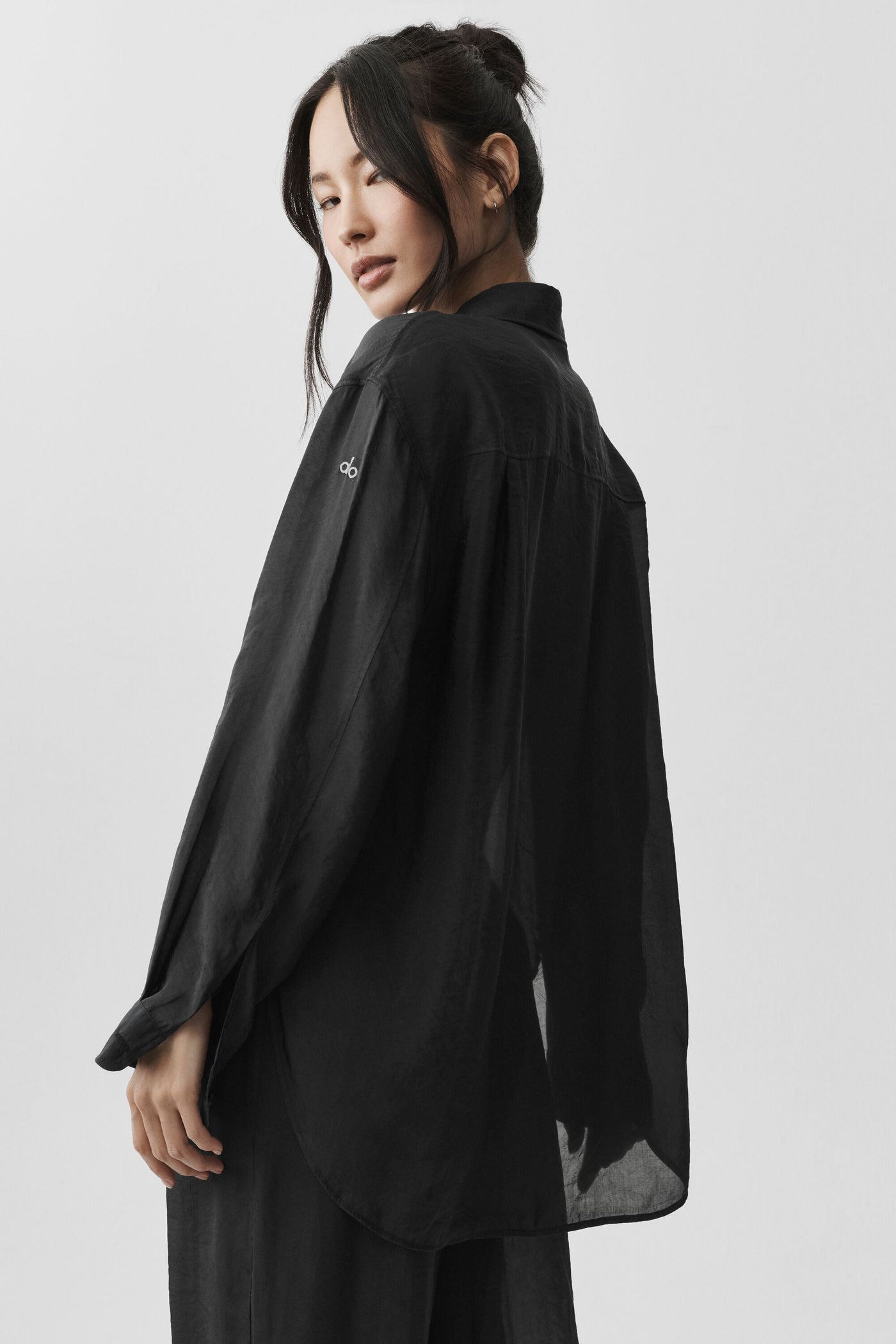 Chemise Manches Longues Semi-Transparente Golden Hour - Noir