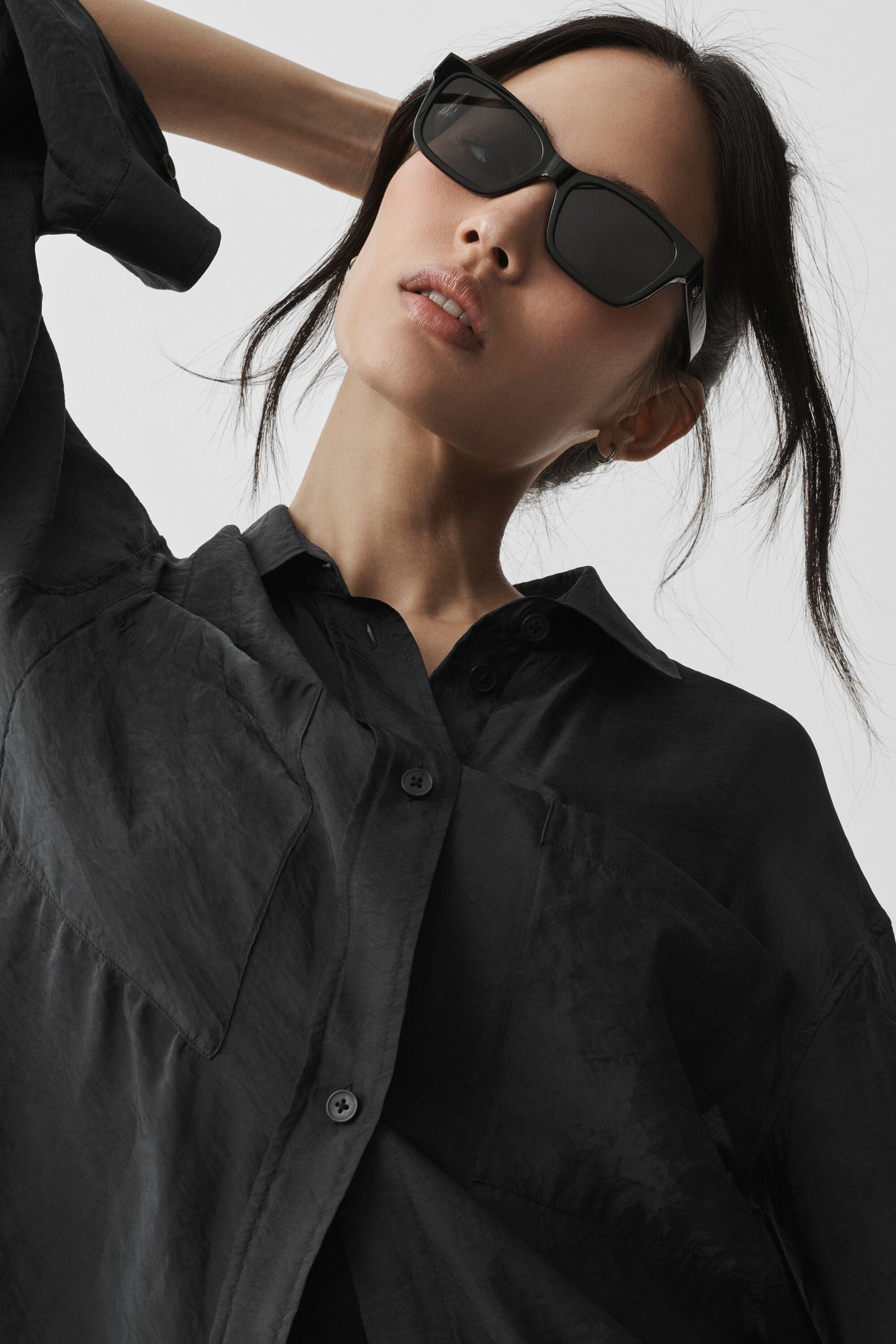 Chemise Manches Longues Semi-Transparente Golden Hour - Noir