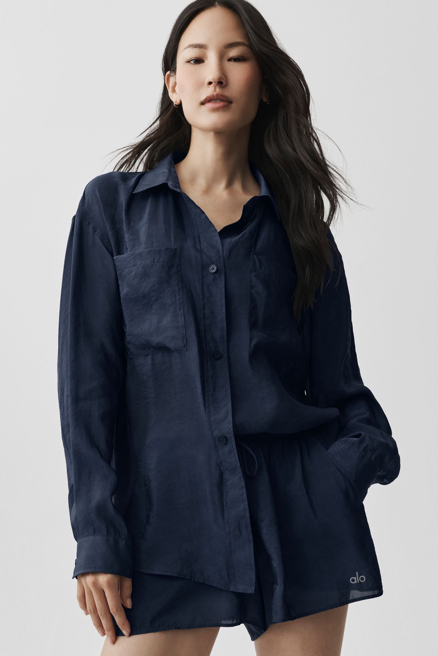 Chemise Manches Longues Semi-Transparente Golden Hour - Navy