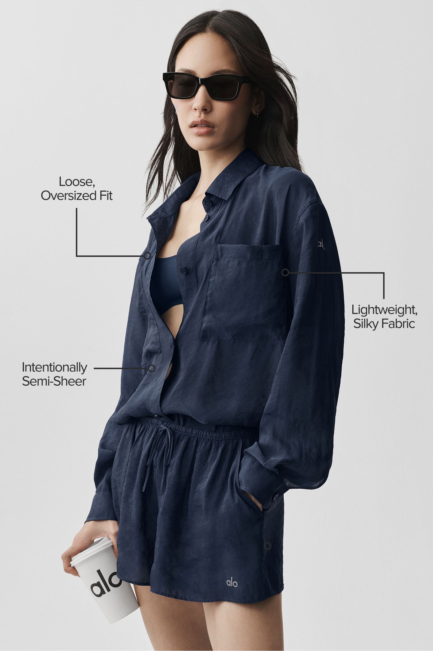 Chemise Manches Longues Semi-Transparente Golden Hour - Navy