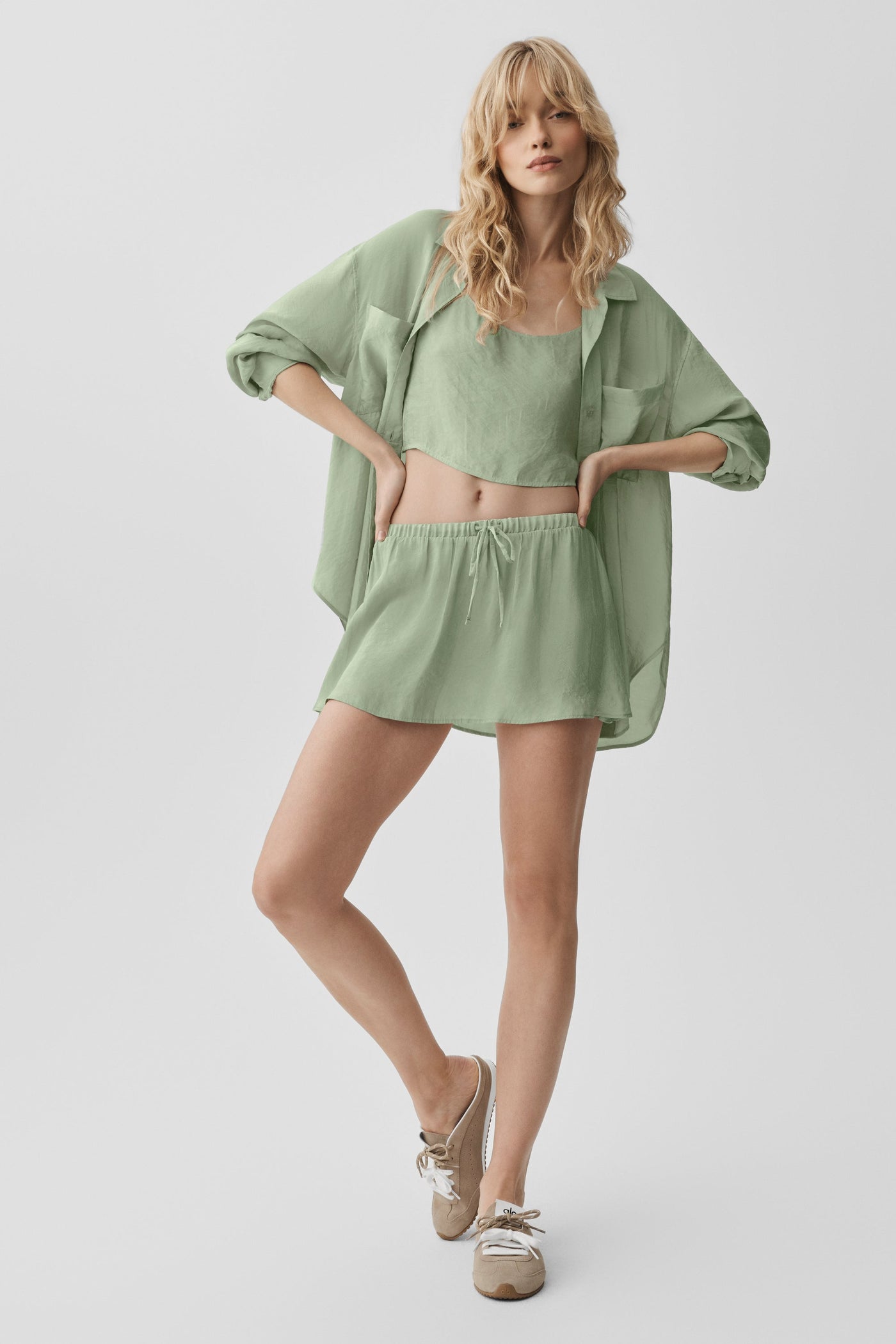 Chemise Manches Longues Semi-Transparente Golden Hour - Dune Grass