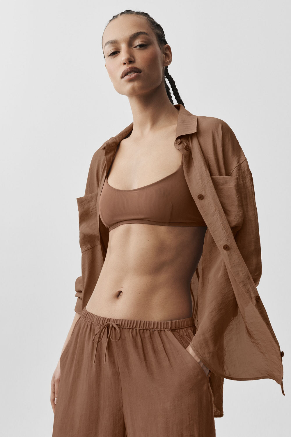 Chemise Manches Longues Semi-Transparente Golden Hour - Sun Kissed Brown