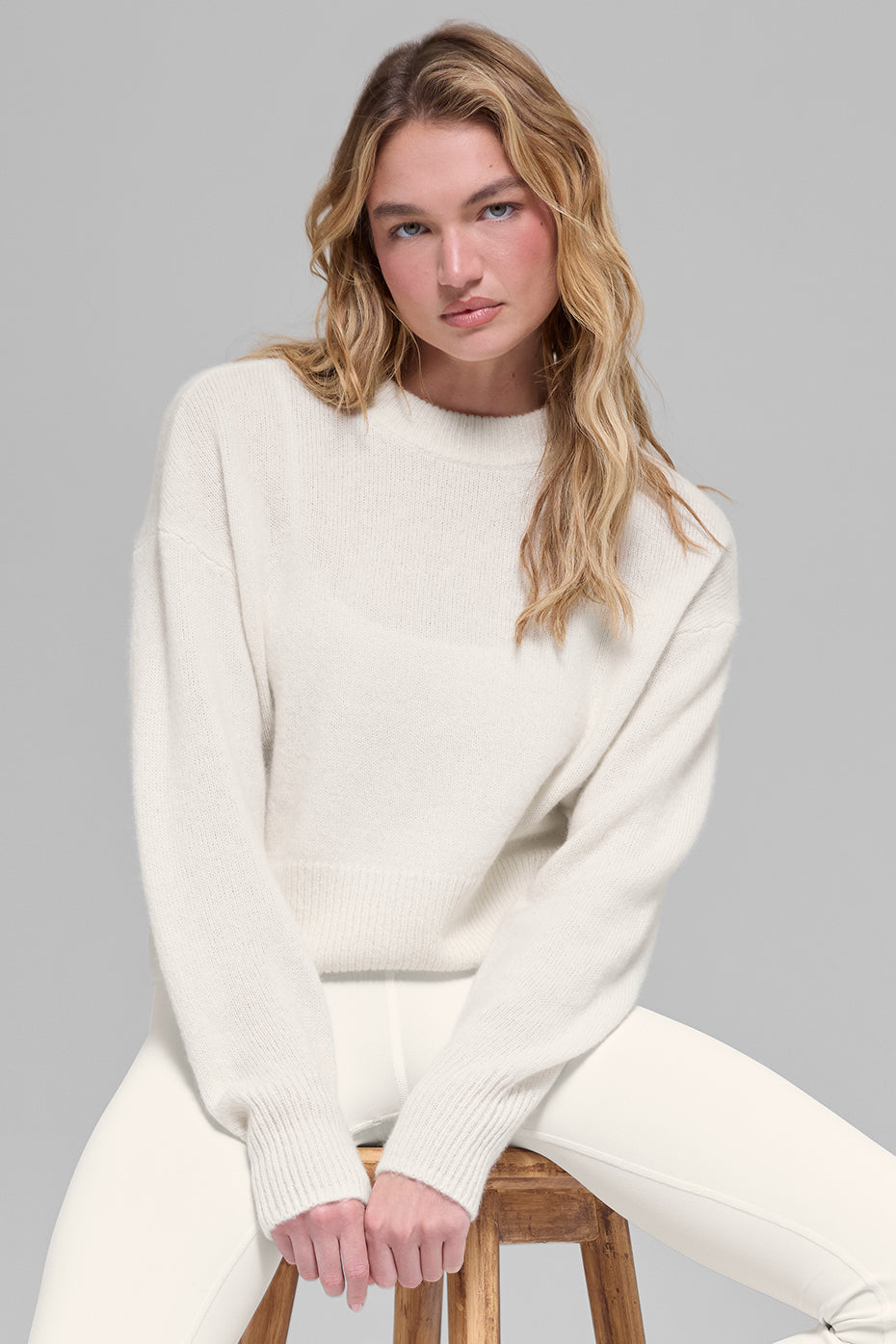 Pull Court Col Ras-Du-Cou En Laine Et Cachemire New Class - Ivory