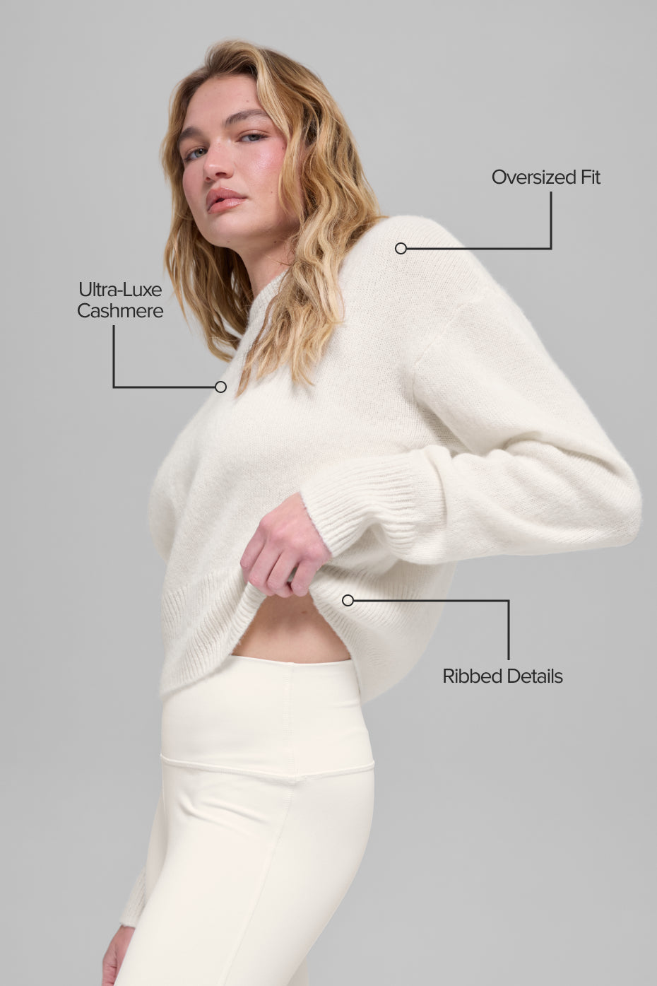Pull Court Col Ras-Du-Cou En Laine Et Cachemire New Class - Ivory