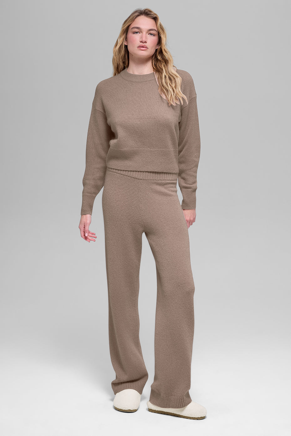 Pull Court Col Ras-Du-Cou En Laine Et Cachemire New Class - Chai Latte