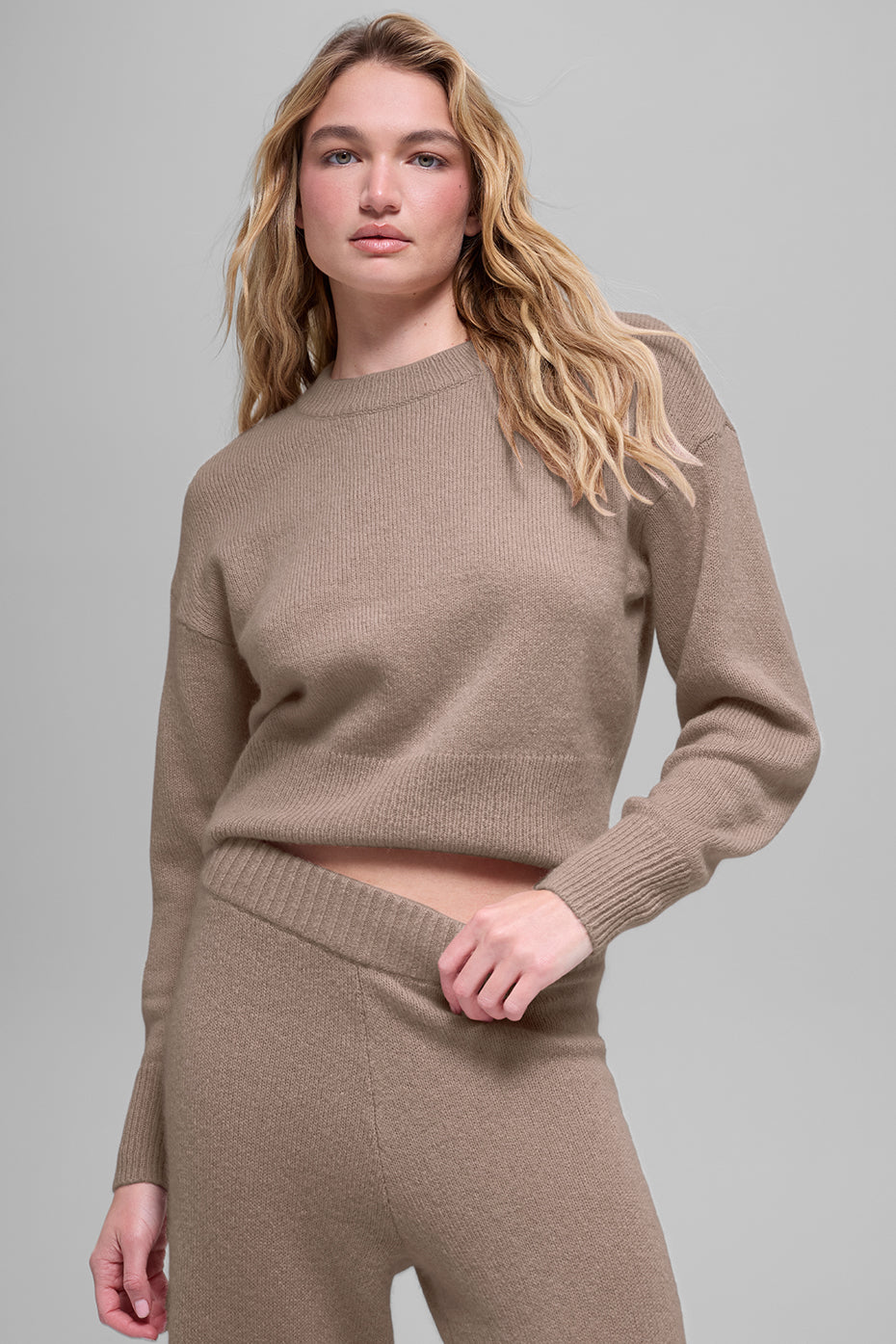Pull Court Col Ras-Du-Cou En Laine Et Cachemire New Class - Chai Latte