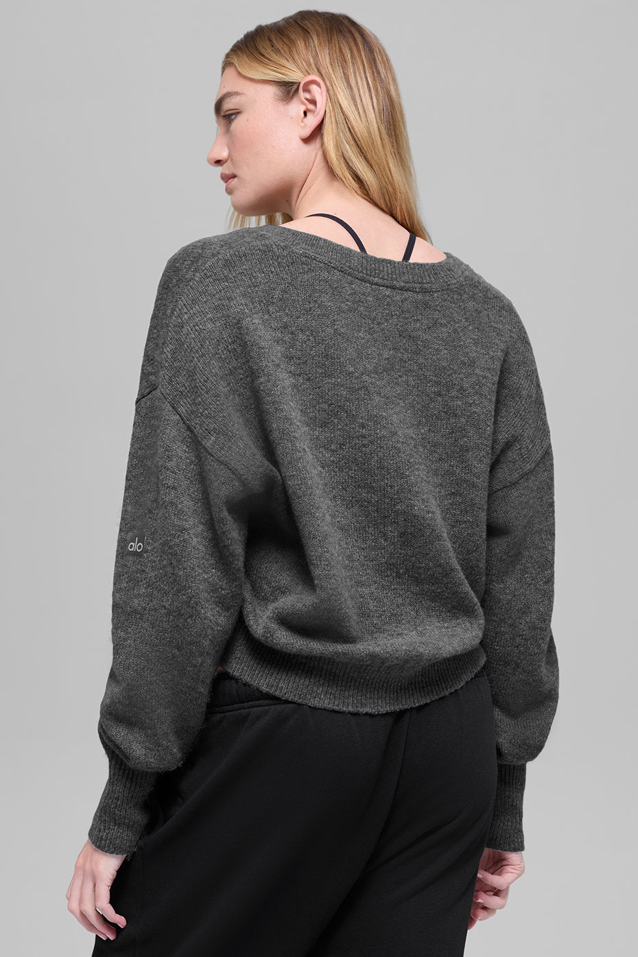 Pull Court Col V En Laine Et Cachemire New Class - Platinum Grey