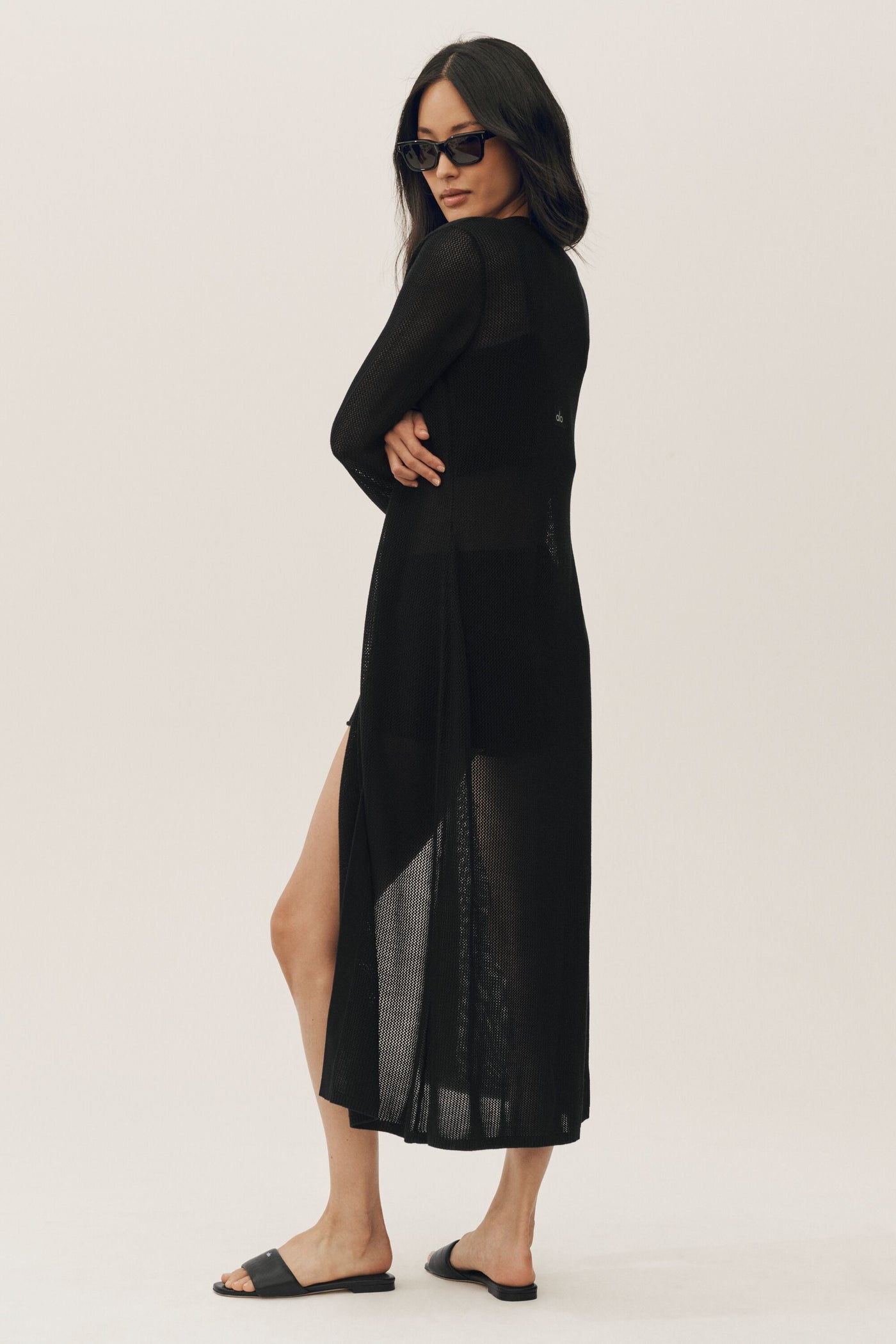 Cardigan Long En Soie Et Cachemire Heatwave - Noir