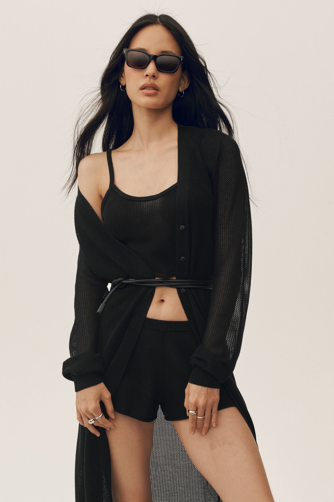 Cardigan Long En Soie Et Cachemire Heatwave - Noir