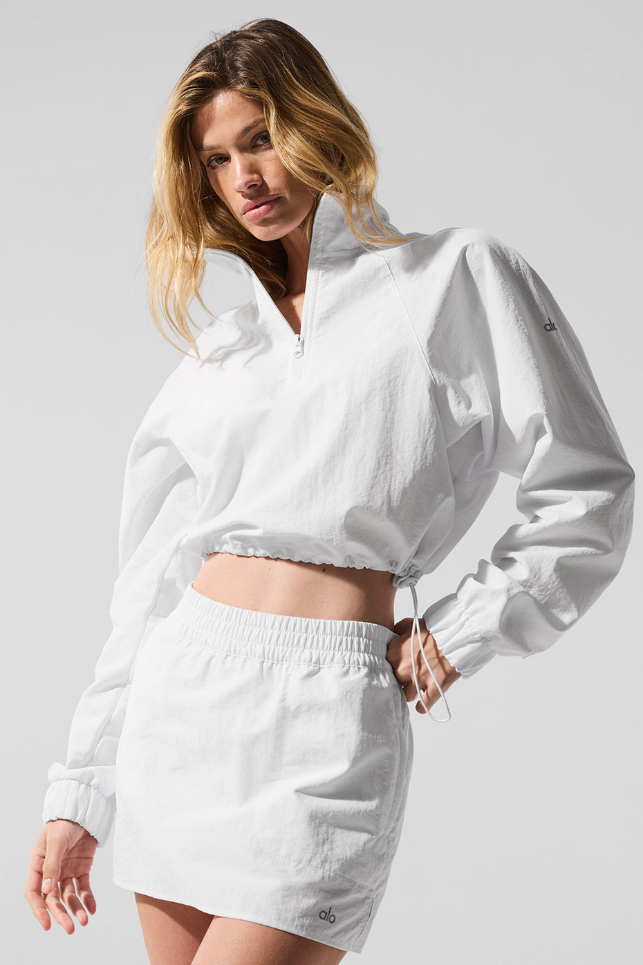Pull Court Zippé 1/4 Alumni - Blanc