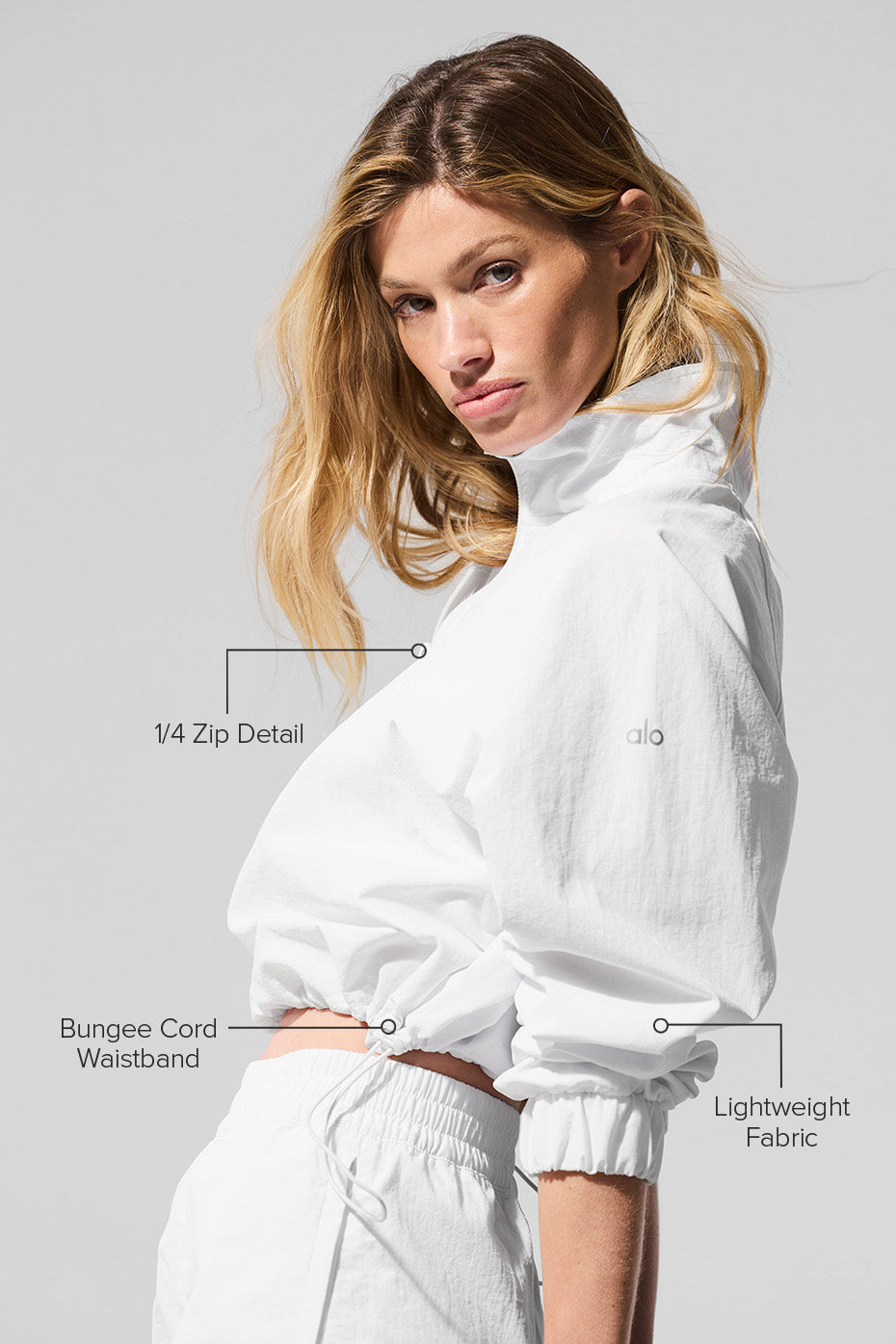 Pull Court Zippé 1/4 Alumni - Blanc