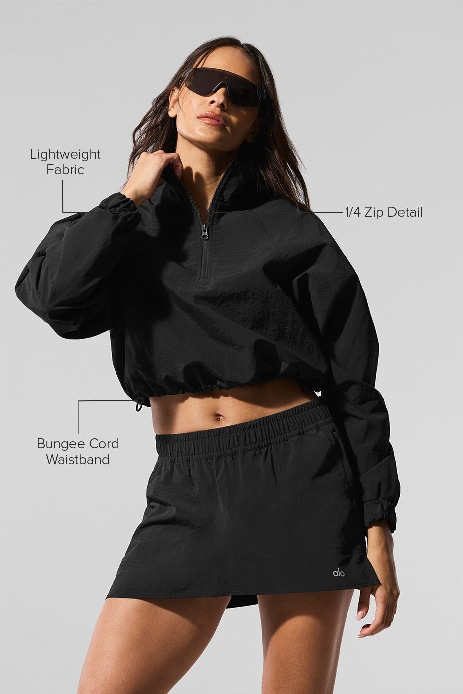 Pull court 1/4 zippé Alumni - Noir