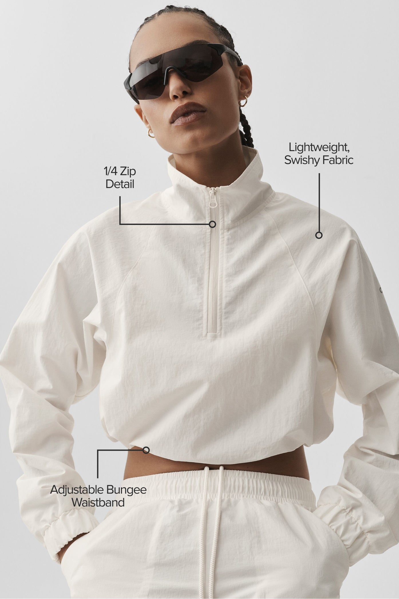 Pull court 1/4 zippé Alumni - Ivory