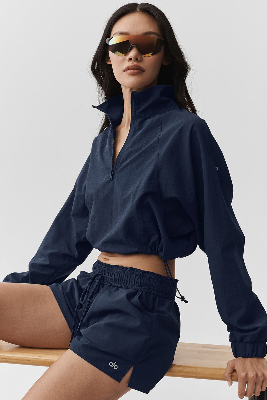 Pull court 1/4 zippé Alumni - Bleu marine