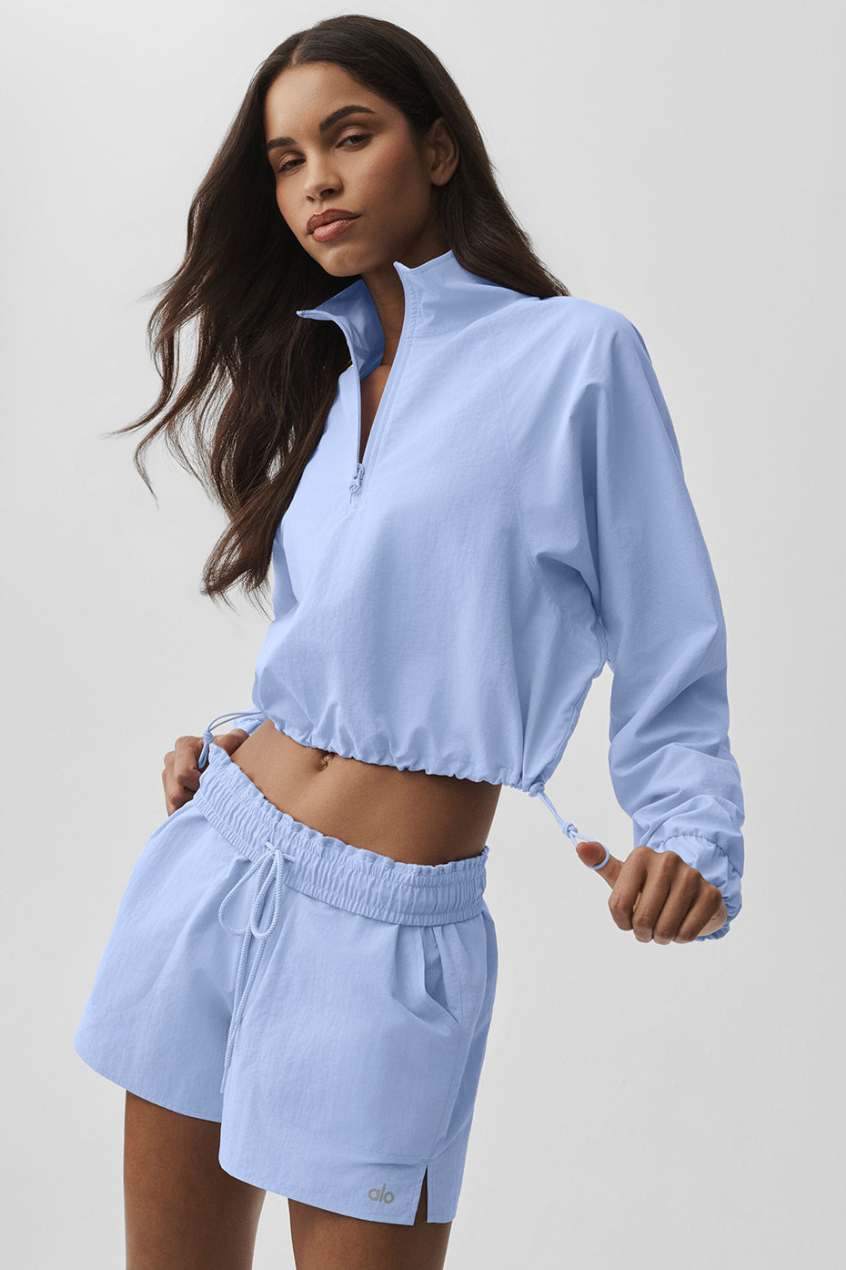 Pull Court Zippé 1/4 Alumni - Light Provence Blue