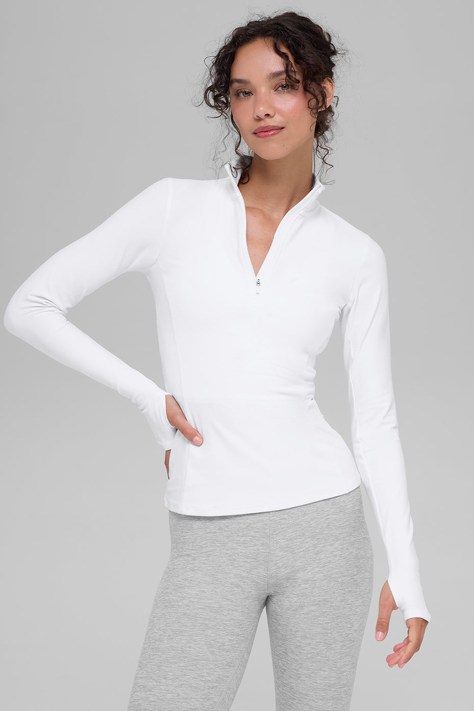 PULL RAPID ALOSOFT À FERMETURE ÉCLAIR 1/2 - Blanc