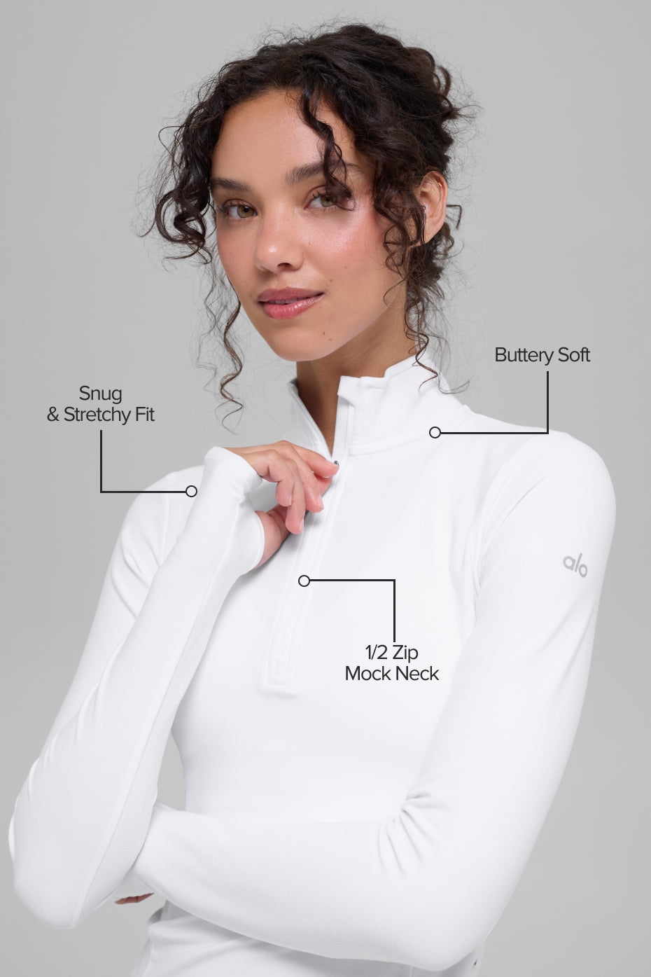 PULL RAPID ALOSOFT À FERMETURE ÉCLAIR 1/2 - Blanc