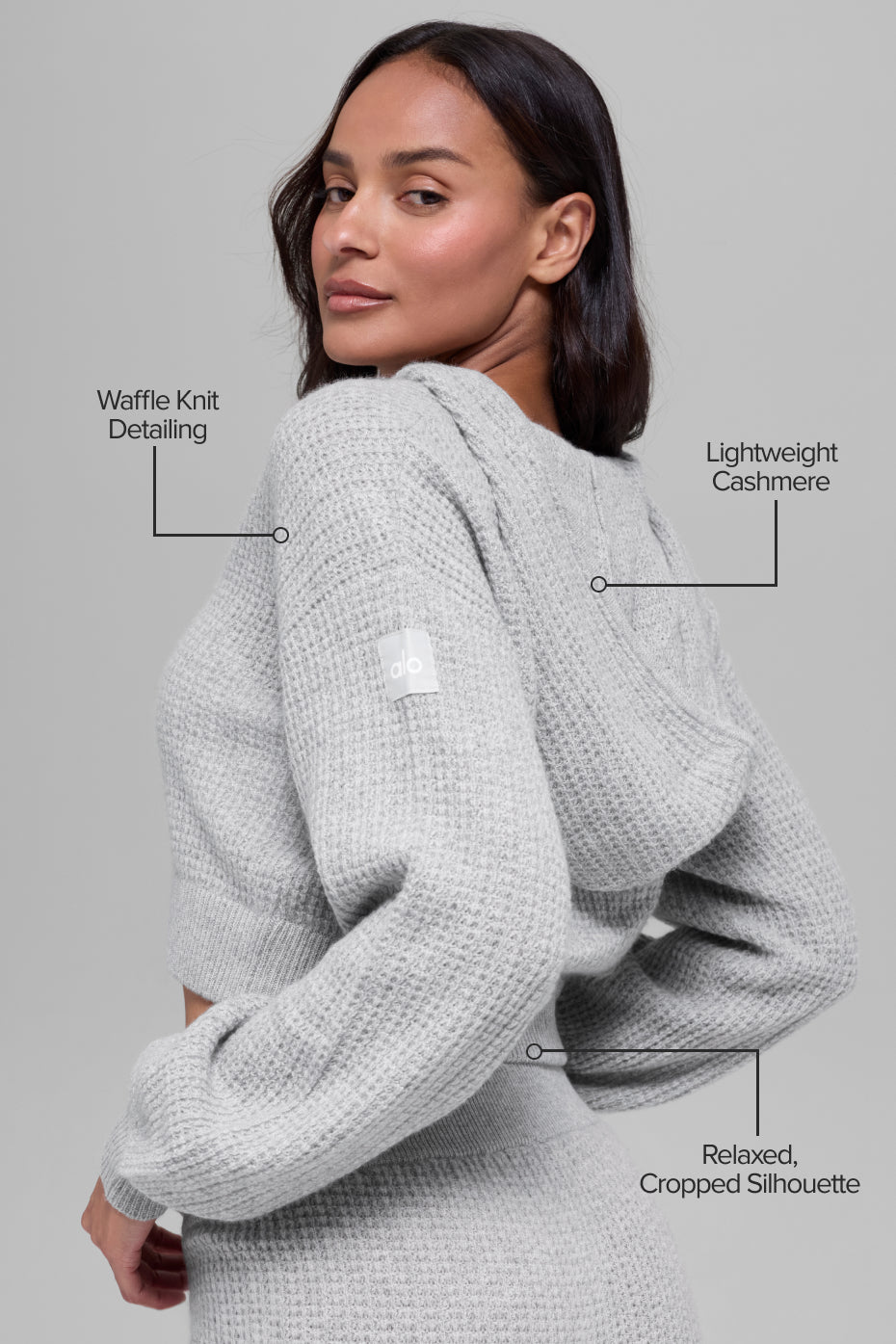 Sweat À Capuche Zippé En Cachemire Plush Waffle - Athletic Heather Grey