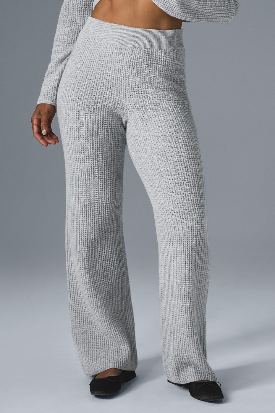 Pantalon Taille Haute En Cachemire Plush Waffle - Athletic Heather Grey