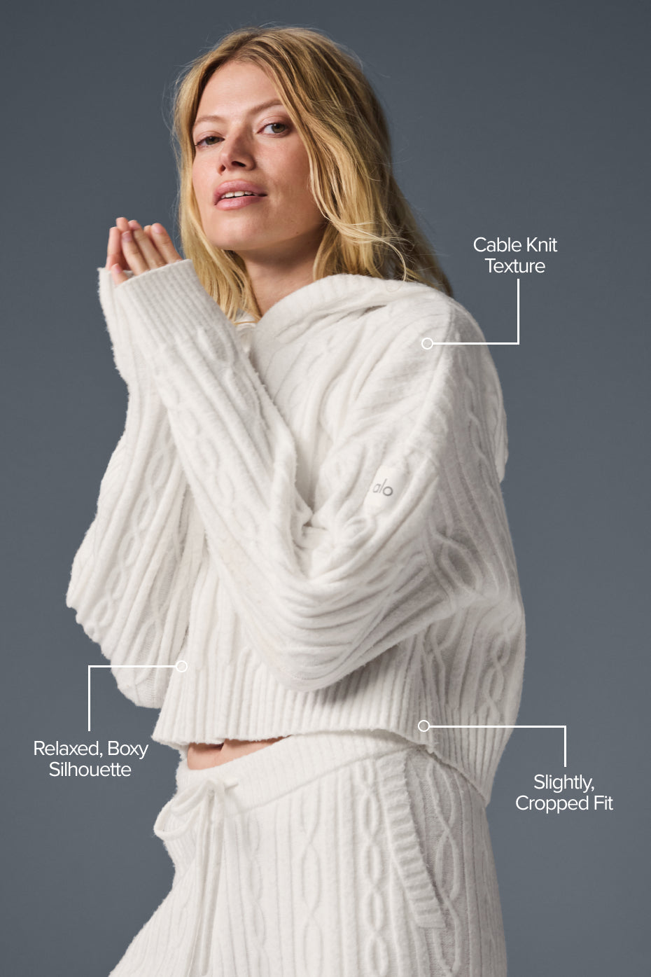 Sweat À Capuche En Maille Torsadée Winter Bliss - Ivory