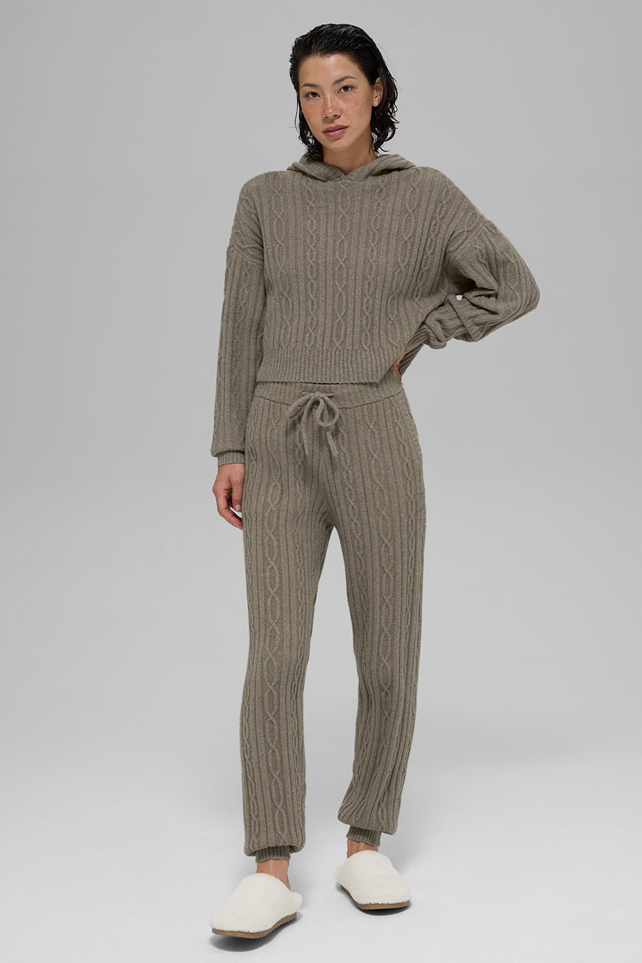 Sweat À Capuche En Maille Torsadée Winter Bliss - Light Cocoa