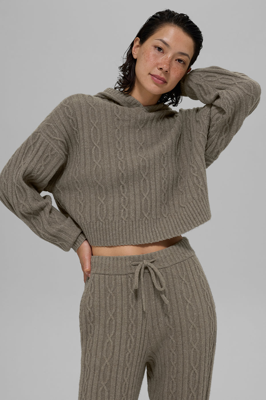 Sweat À Capuche En Maille Torsadée Winter Bliss - Light Cocoa