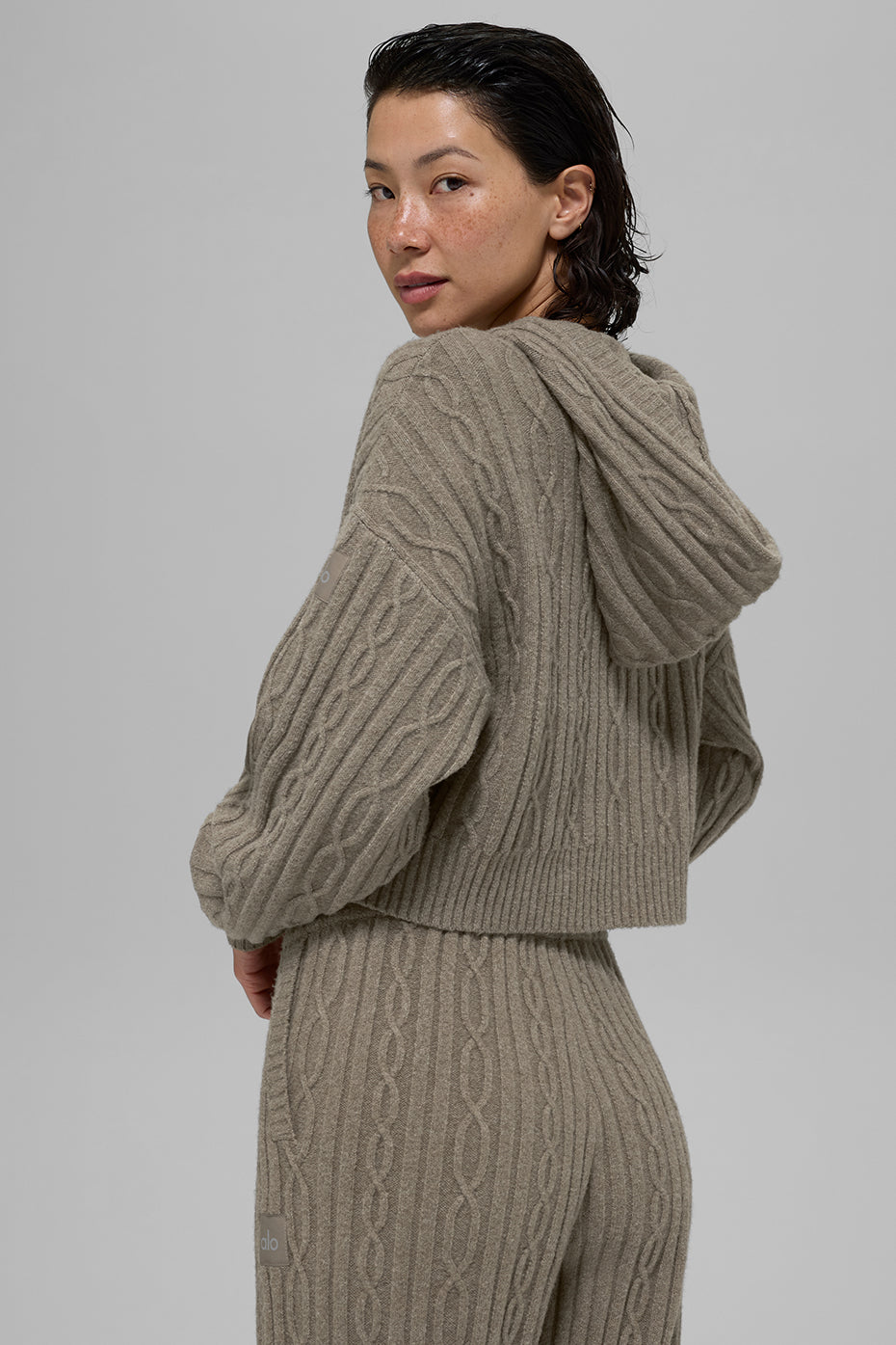 Sweat À Capuche En Maille Torsadée Winter Bliss - Light Cocoa