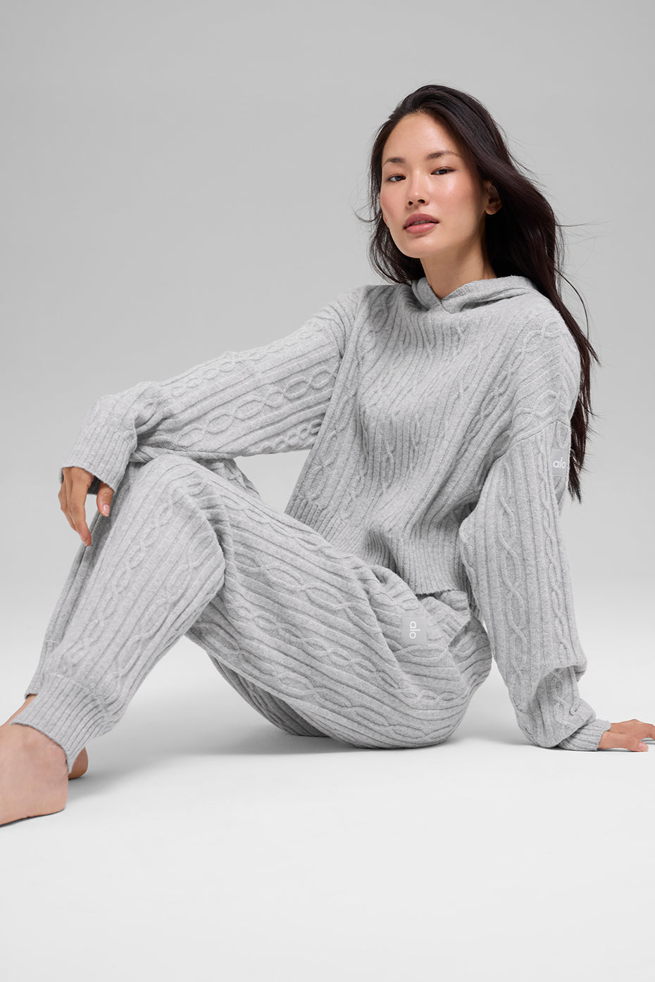 Sweat À Capuche En Maille Torsadée Winter Bliss - Athletic Heather Grey