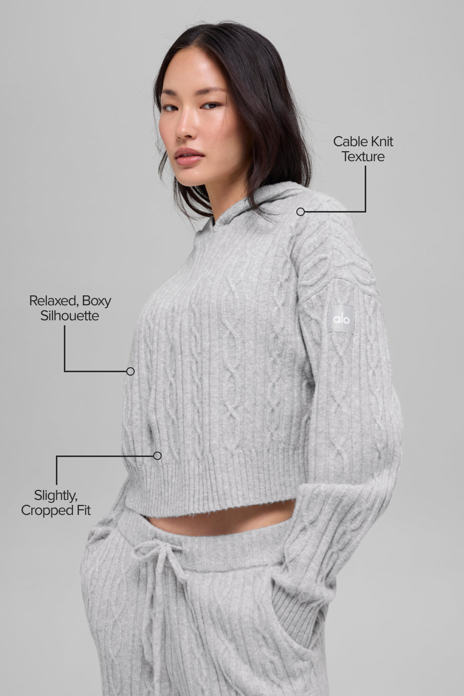 Sweat À Capuche En Maille Torsadée Winter Bliss - Athletic Heather Grey