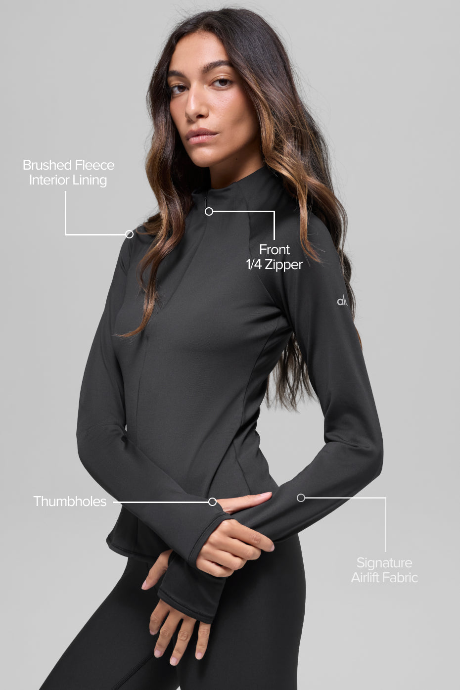 Airlift Winter Warm 1/4 Zip Manches Longues - Noir