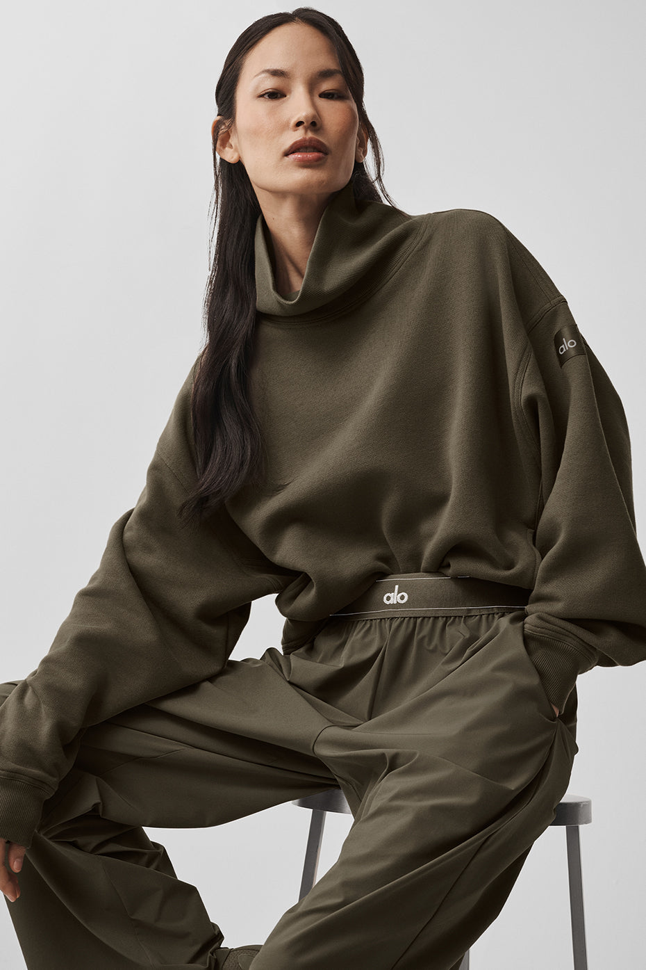 Pull Col Montant Hazy - Olive Tree