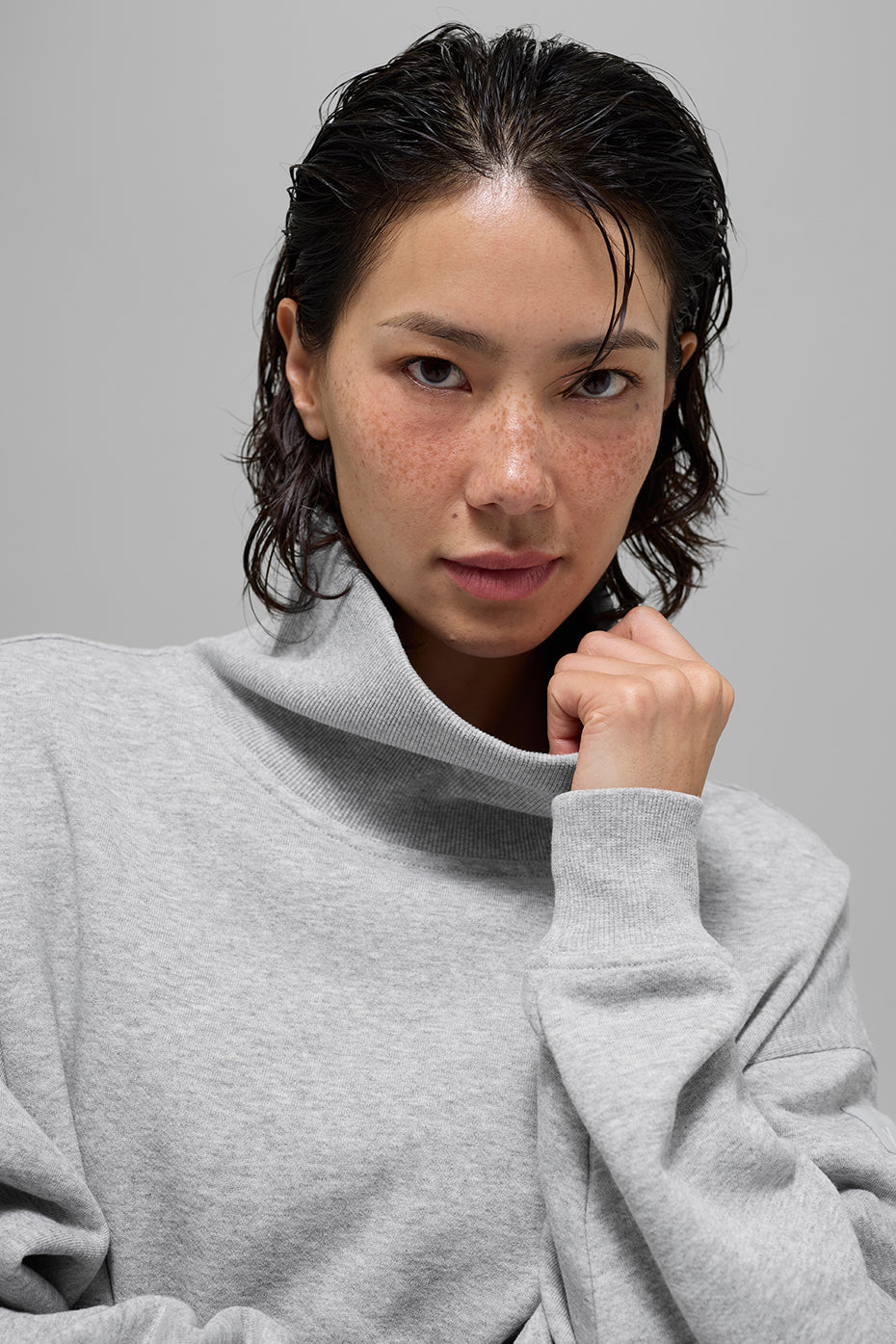 Pull Col Montant Hazy - Athletic Heather Grey