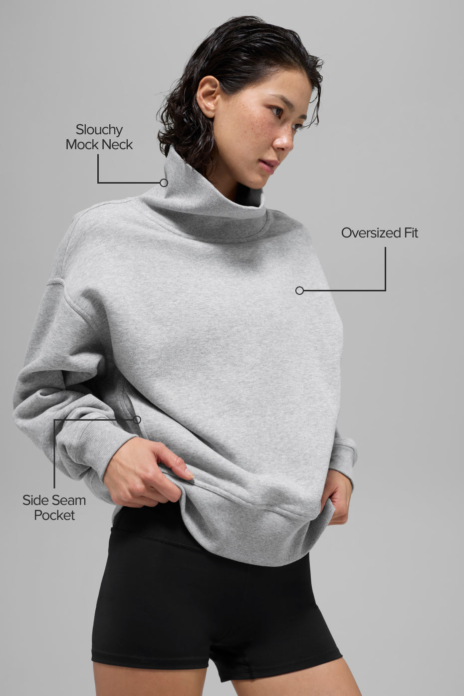 Pull Col Montant Hazy - Athletic Heather Grey